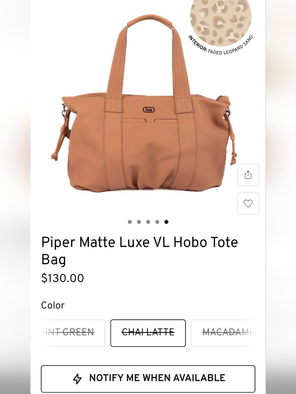 $130 Retail NWOT Lug Piper Slouchy Hobo Bag In Chai Latte - PLEASE READ - Picture 6 of 7